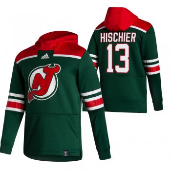 New Jersey Devils #13 Nico Hischier Adidas Reverse Retro Pullover Hoodie Green