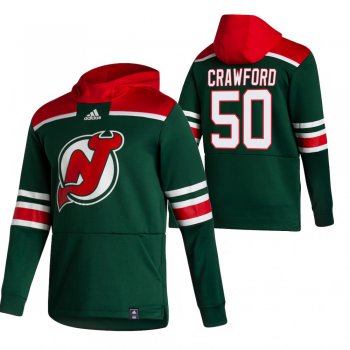 New Jersey Devils #50 Corey Crawford Adidas Reverse Retro Pullover Hoodie Green