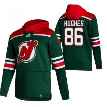 New Jersey Devils #86 Jack Hughes Adidas Reverse Retro Pullover Hoodie Green