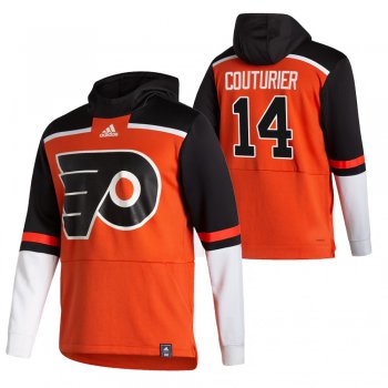 Philadelphia Flyers #14 Sean Couturier Adidas Reverse Retro Pullover Hoodie Orange