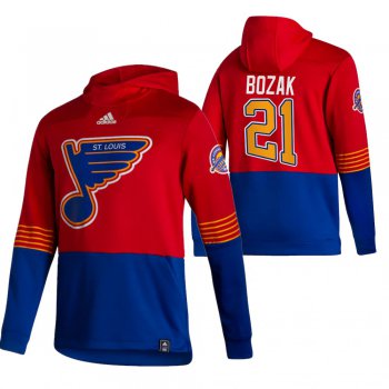 St. Louis Blues #21 Tyler Bozak Adidas Reverse Retro Pullover Hoodie Red