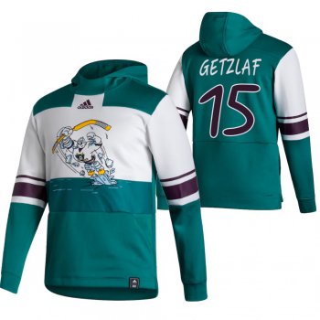 Anaheim Ducks #15 Ryan Getzlaf Adidas Reverse Retro Pullover Hoodie White Green