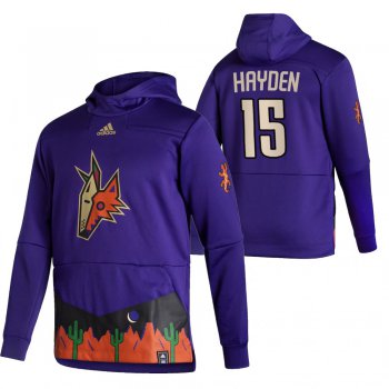 Arizona Coyotes #15 John Hayden Adidas Reverse Retro Pullover Hoodie Purple