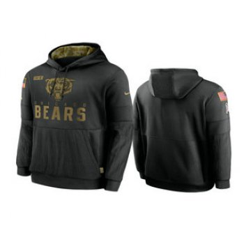 Men's Chicago Bears Black 2020 Salute to Service Sideline Performance Pullover Hoodie