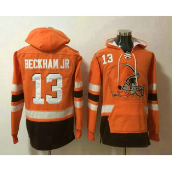 Men's Cleveland Browns #13 Odell Beckham Jr NEW Orange Pocket Stitched NFL Pullover Hoodie