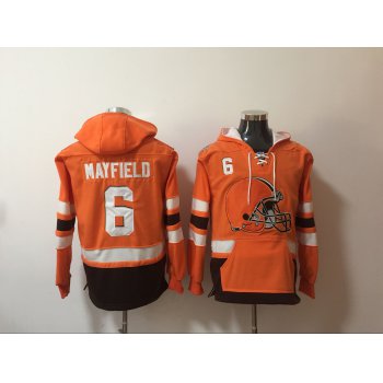 Men's Cleveland Browns #6 Baker Mayfield NEW Orange Pocket Stitched NFL Pullover Hoodie