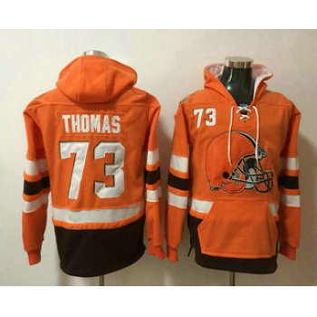 Men's Cleveland Browns #73 Joe Thomas NEW Orange Pocket Stitched NFL Pullover Hoodie