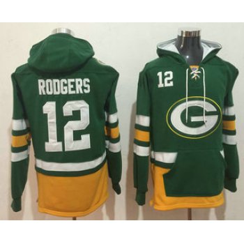 Men's Green Bay Packers #12 Aaron Rodgers NEW Green Pocket Stitched NFL Pullover Hoodie