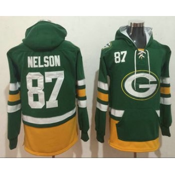 Men's Green Bay Packers #87 Jordy Nelson NEW Green Pocket Stitched NFL Pullover Hoodie