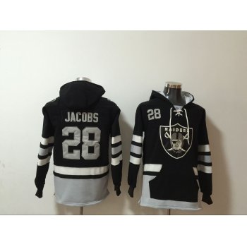 Men's Las Vegas Raiders #28 Josh Jacobs NEW Black Pocket Stitched NFL Pullover Hoodie