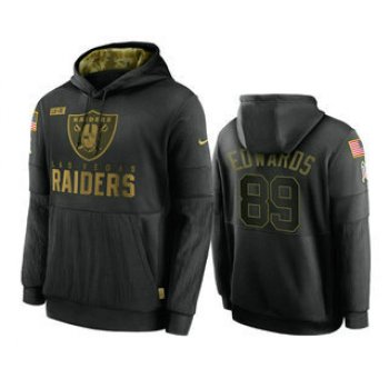 Men's Las Vegas Raiders #89 Bryan Edwards Black 2020 Salute To Service Sideline Performance Pullover Hoodie