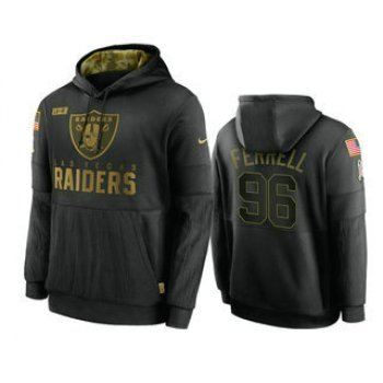 Men's Las Vegas Raiders #96 Clelin Ferrell Black 2020 Salute To Service Sideline Performance Pullover Hoodie