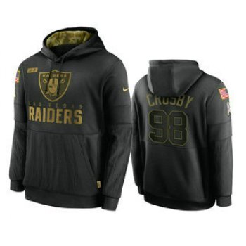 Men's Las Vegas Raiders #98 Maxx Crosby Black 2020 Salute To Service Sideline Performance Pullover Hoodie