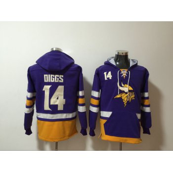 Men's Minnesota Vikings #14 Stefon Diggs NEW Purple Pocket Stitched NFL Pullover Hoodie