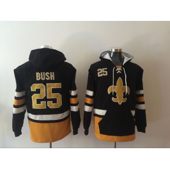 Men's New Orleans Saints #25 Reggie Bush NEW Black Pocket Stitched NFL Pullover Hoodie