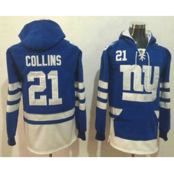 Men's New York Giants #21 Landon Collins NEW Blue Pocket Stitched NFL Pullover Hoodie