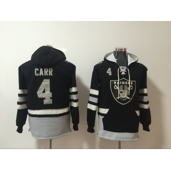 Men's Oakland Raiders #4 Derek Carr NEW Black Pocket Stitched NFL Pullover Hoodie