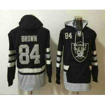 Men's Oakland Raiders #84 Antonio Brown NEW Black Pocket Stitched NFL Pullover Hoodie