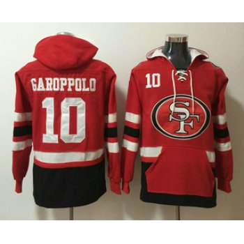 Men's San Francisco 49ers #10 Jimmy Garoppolo NEW Red Pocket Stitched NFL Pullover Hoodie