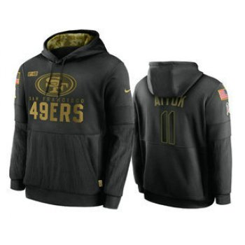 Men's San Francisco 49ers #11 Brandon Aiyuk Black 2020 Salute To Service Sideline Performance Pullover Hoodie