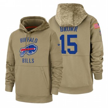 Buffalo Bills #15 John Brown Nike Tan 2019 Salute To Service Name & Number Sideline Therma Pullover Hoodie