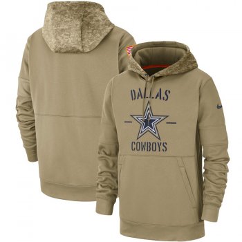 Men's Dallas Cowboys Nike Tan 2019 Salute to Service Sideline Therma Pullover Hoodie