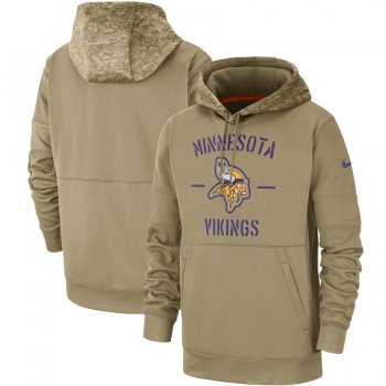 Men's Minnesota Vikings Nike Tan 2019 Salute to Service Sideline Therma Pullover Hoodie