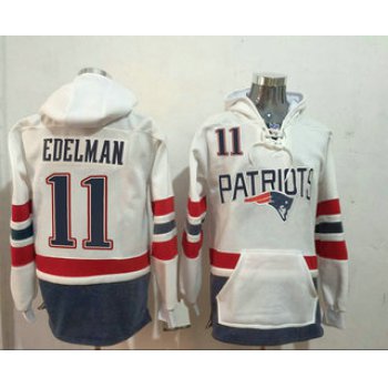 Men's New England Patriots #11 Julian Edelman 2016 White Stitched NFL Hoodie