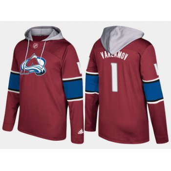 Adidas Colorado Avalanche 1 Semyon Varlamov Name And Number Burgundy Hoodie