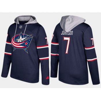 Adidas Columbus Blue Jackets 7 Jack Johnson Name And Number Navy Hoodie