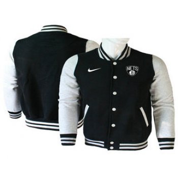 Men's Brooklyn Nets Black Stitched NBA Jacket