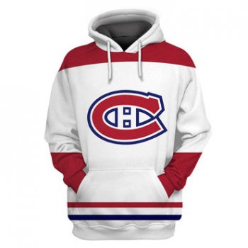 Men's Montreal Canadiens White All Stitched Hooded Sweatshirt