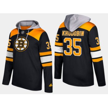 Adidas Boston Bruins 35 Anton Khudobin Name And Number Black Hoodie