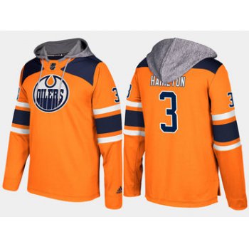 Adidas Edmonton Oilers 3 Al Hamilton Orange Name And Number Hoodie