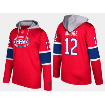 Adidas Montreal Canadiens 12 Dickie Moore Retired Red Name And Number Hoodie