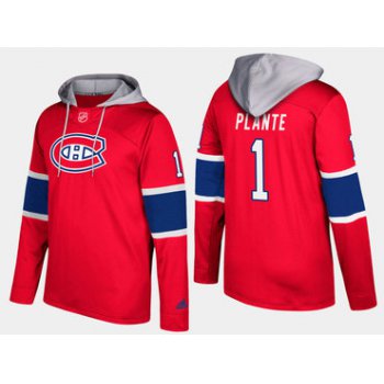 Adidas Montreal Canadiens 1 Jacques Plante Retired Red Name And Number Hoodie