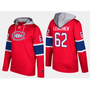 Adidas Montreal Canadiens 62 Artturi Lehkonen Name And Number Red Hoodie