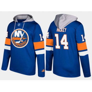 Adidas New York Islanders 14 Thomas Hickey Name And Number Blue Hoodie