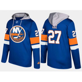 Adidas New York Islanders 27 Anders Lee Name And Number Blue Hoodie