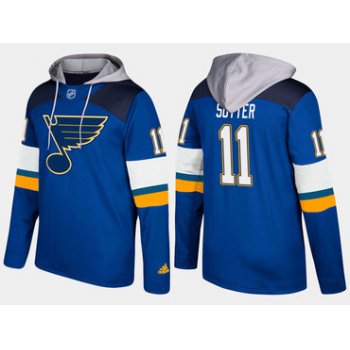 Adidas St. Louis Blues 11 Brian Sutter Retired Blue Name And Number Hoodie