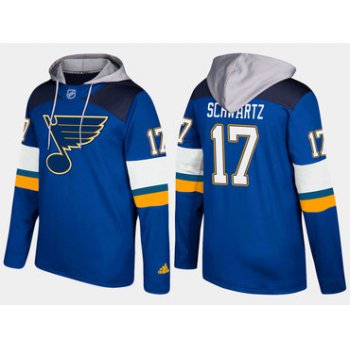 Adidas St. Louis Blues 17 Jaden Schwartz Name And Number Blue Hoodie