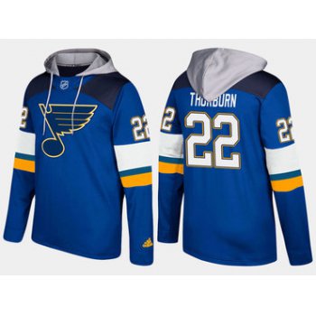 Adidas St. Louis Blues 22 Chris Thorburn Name And Number Blue Hoodie