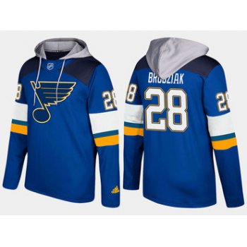 Adidas St. Louis Blues 28 Kyle Brodziak Name And Number Blue Hoodie