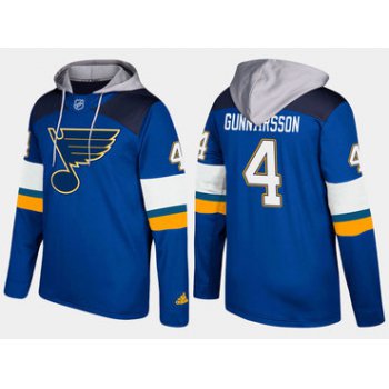 Adidas St. Louis Blues 4 Carl Gunnarsson Name And Number Blue Hoodie