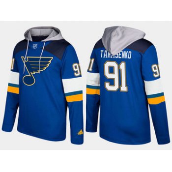 Adidas St. Louis Blues 91 Vladimir Tarasenko Name And Number Blue Hoodie