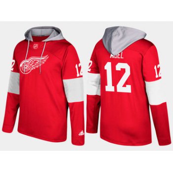 Adidas Detroit Red Wings 12 Sid Abel Retired Red Name And Number Hoodie