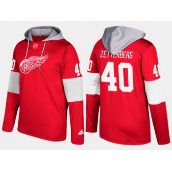 Adidas Detroit Red Wings 40 Henrik Zetterberg Name And Number Red Hoodie