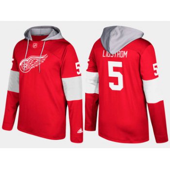 Adidas Detroit Red Wings 5 Nicklas Lidstrom Retired Red Name And Number Hoodie