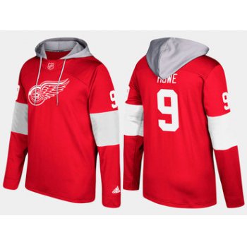 Adidas Detroit Red Wings 9 Gordie Howe Retired Red Name And Number Hoodie