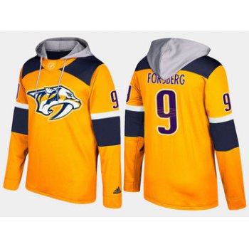 Adidas Nashville Predators 9 Filip Forsberg Name And Number Yellow Hoodie